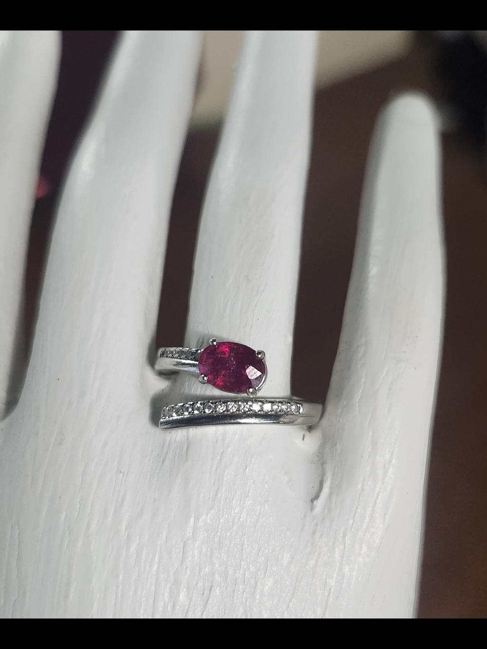 Sterling Silver Ruby Wrap Ring with Pavé Accent
